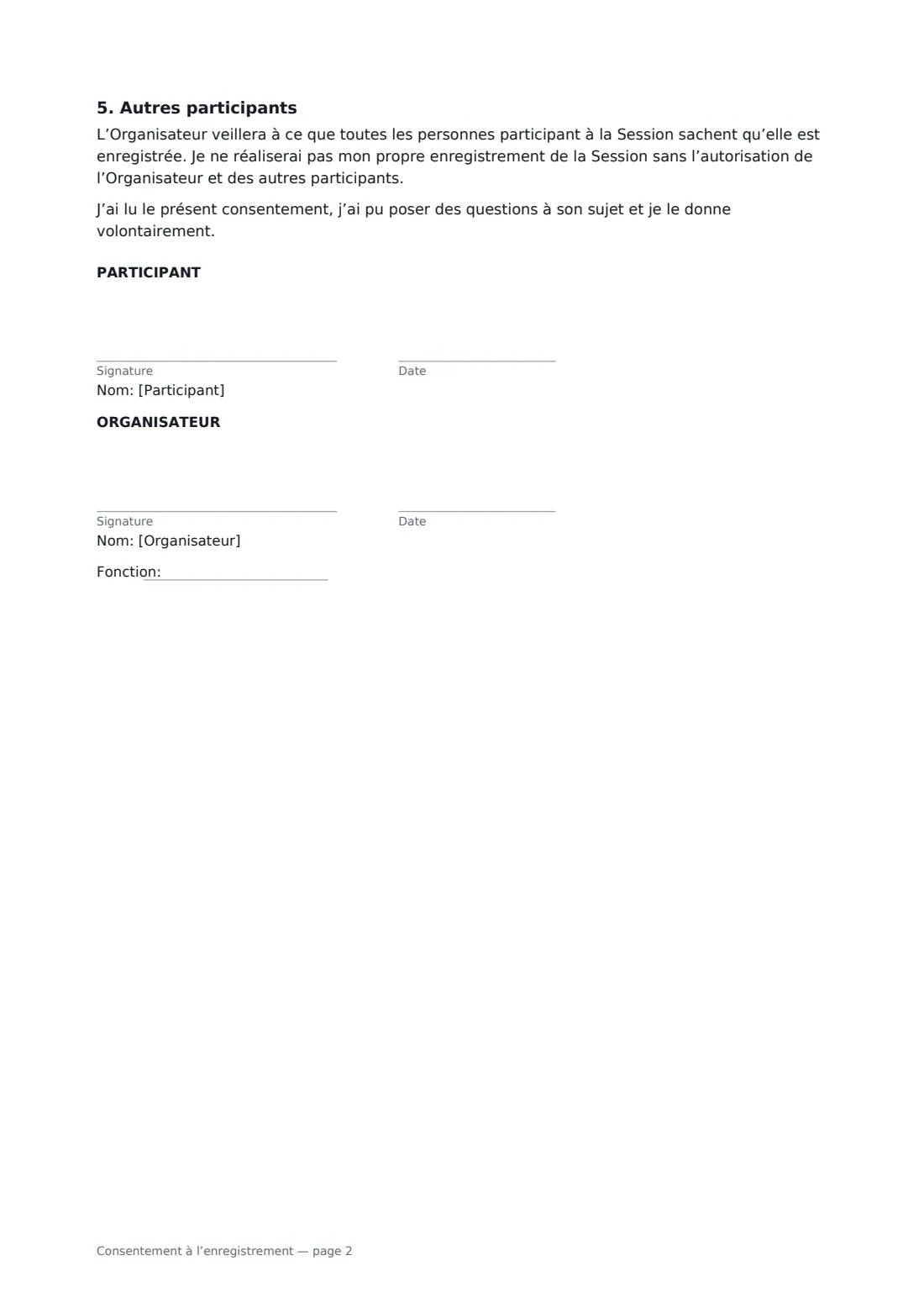 Consentement à l’enregistrement — page 2 sur 2