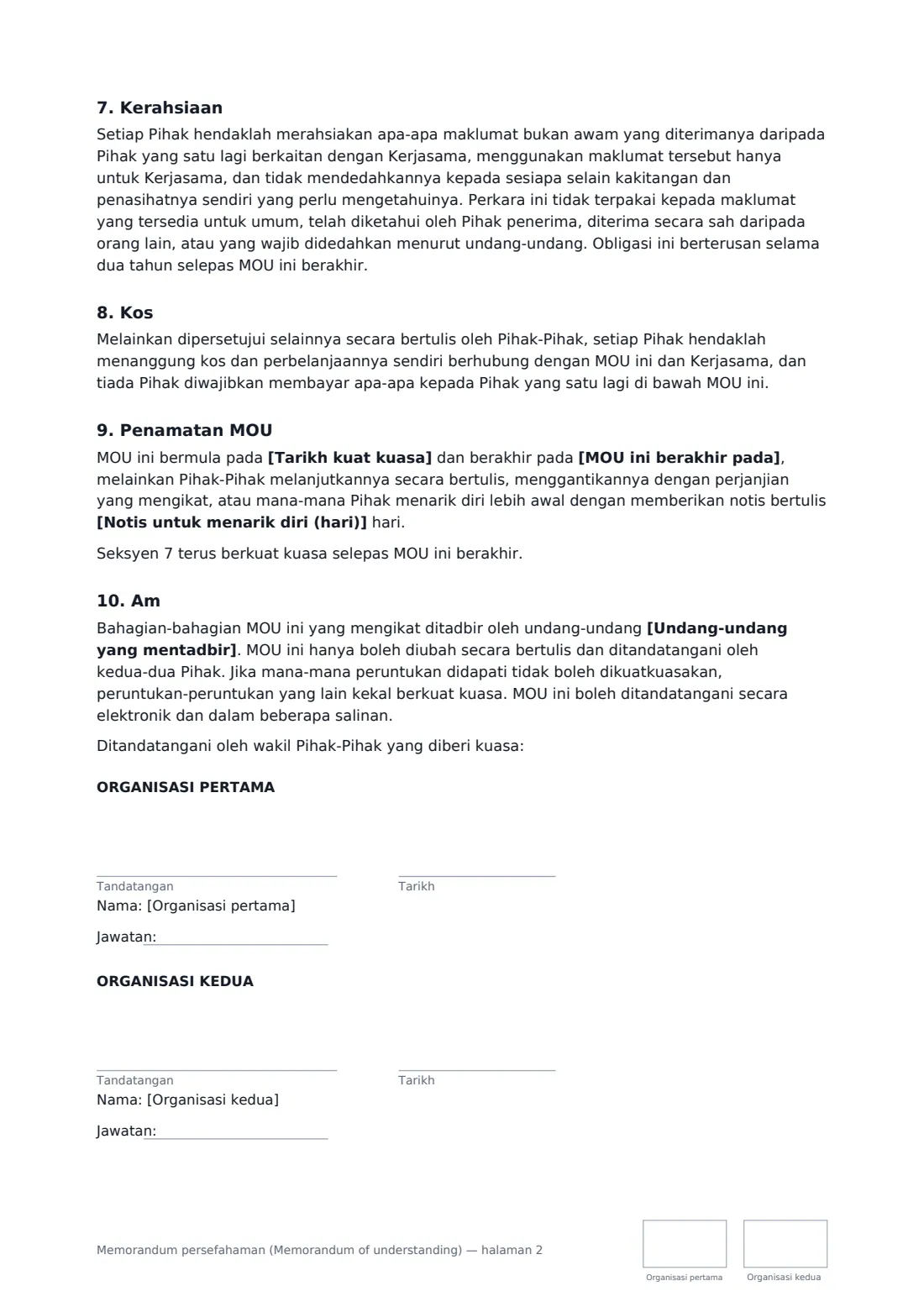 Memorandum persefahaman (Memorandum of understanding) — halaman 2 daripada 2