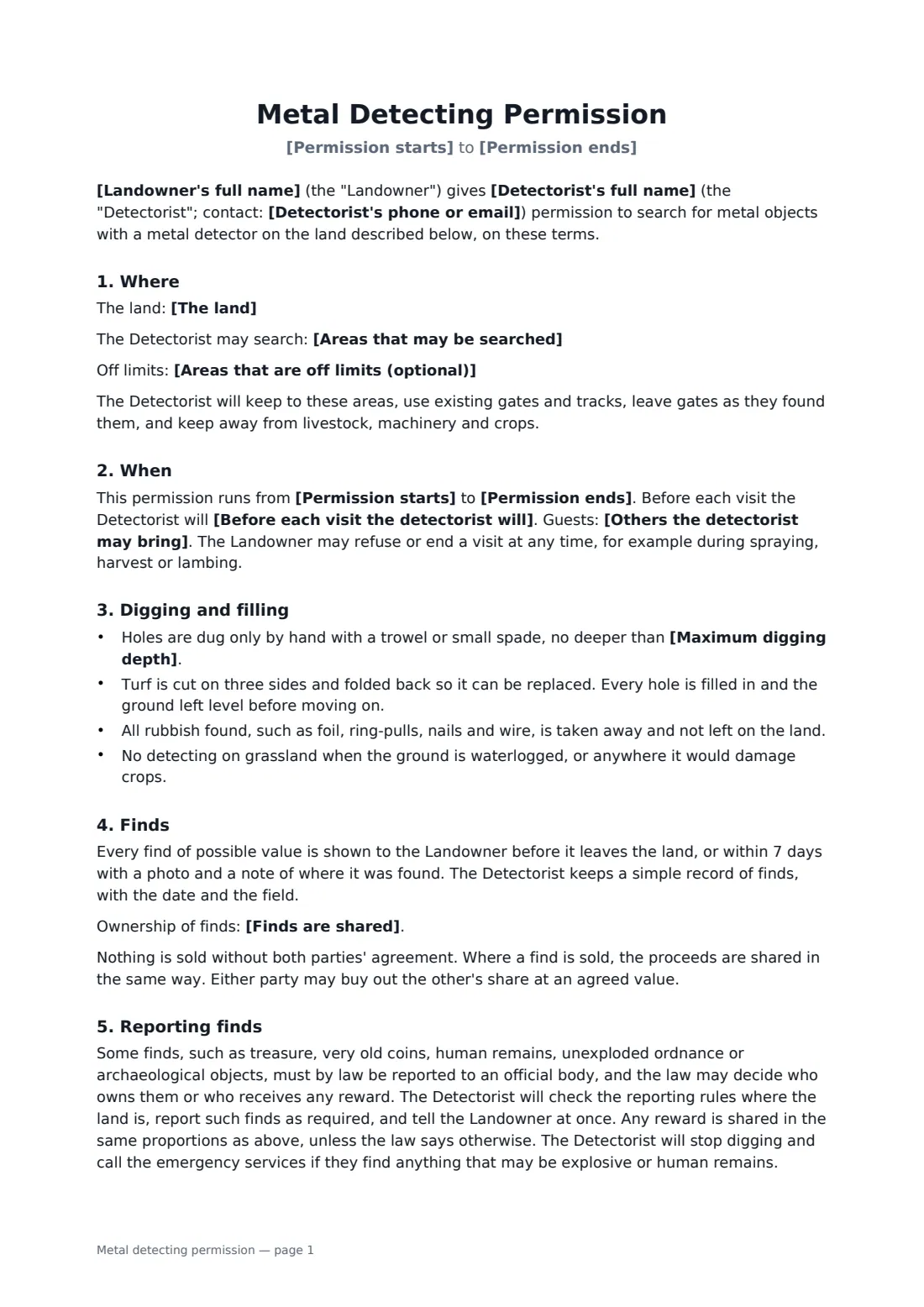 Metal detecting permission — page 1 of 2