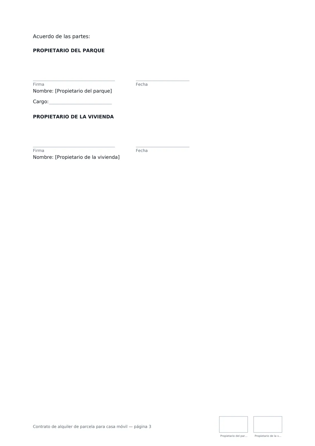 Contrato de alquiler de parcela para casa móvil: página 3 de 3