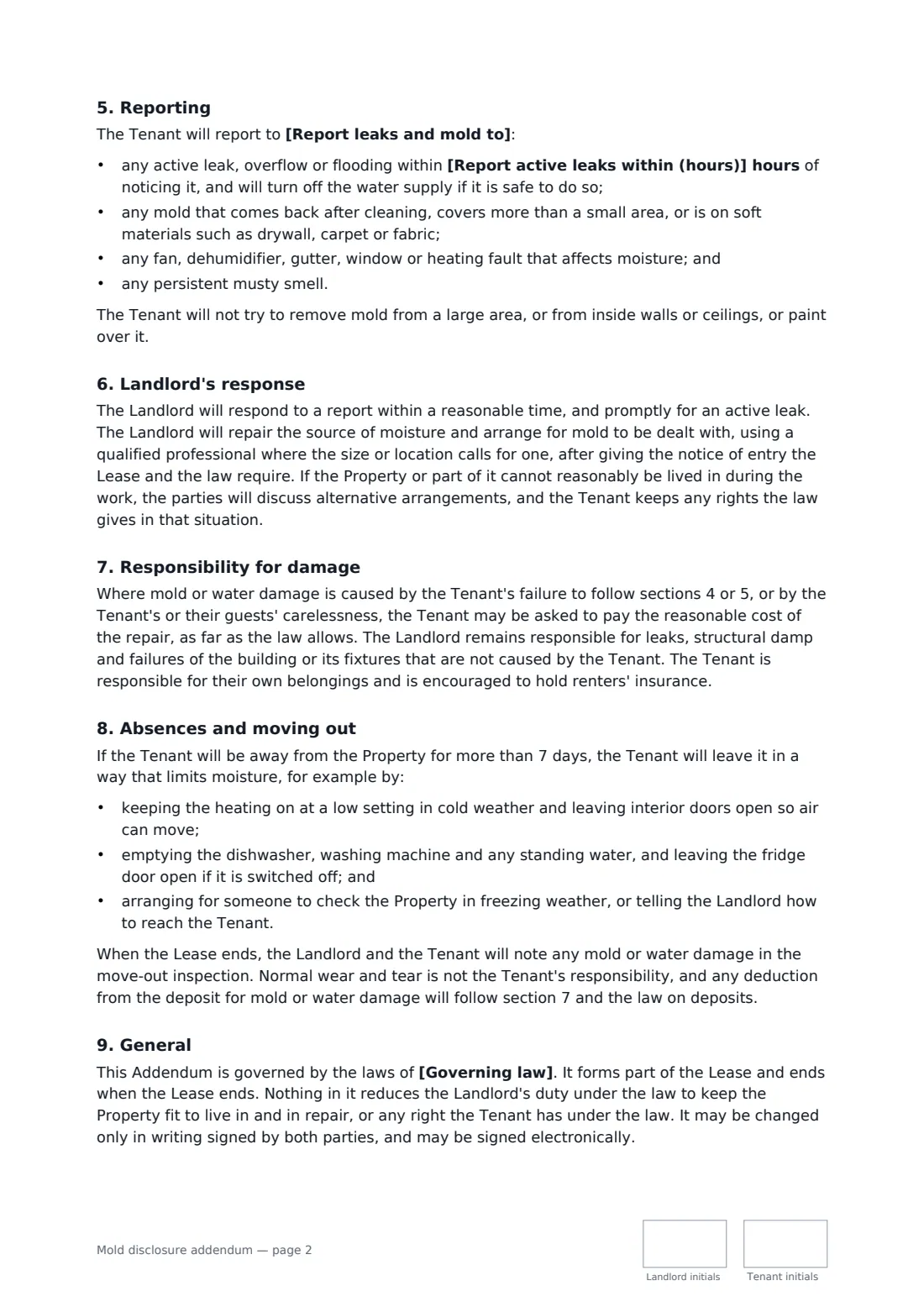Mold disclosure addendum — page 2 of 3
