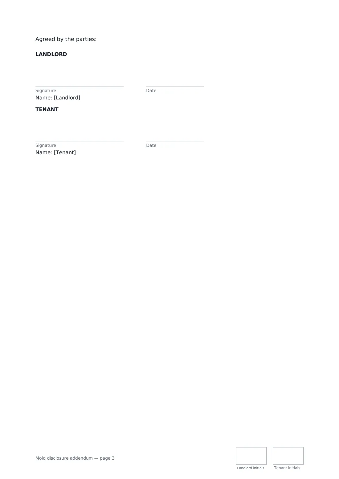 Mold disclosure addendum — page 3 of 3