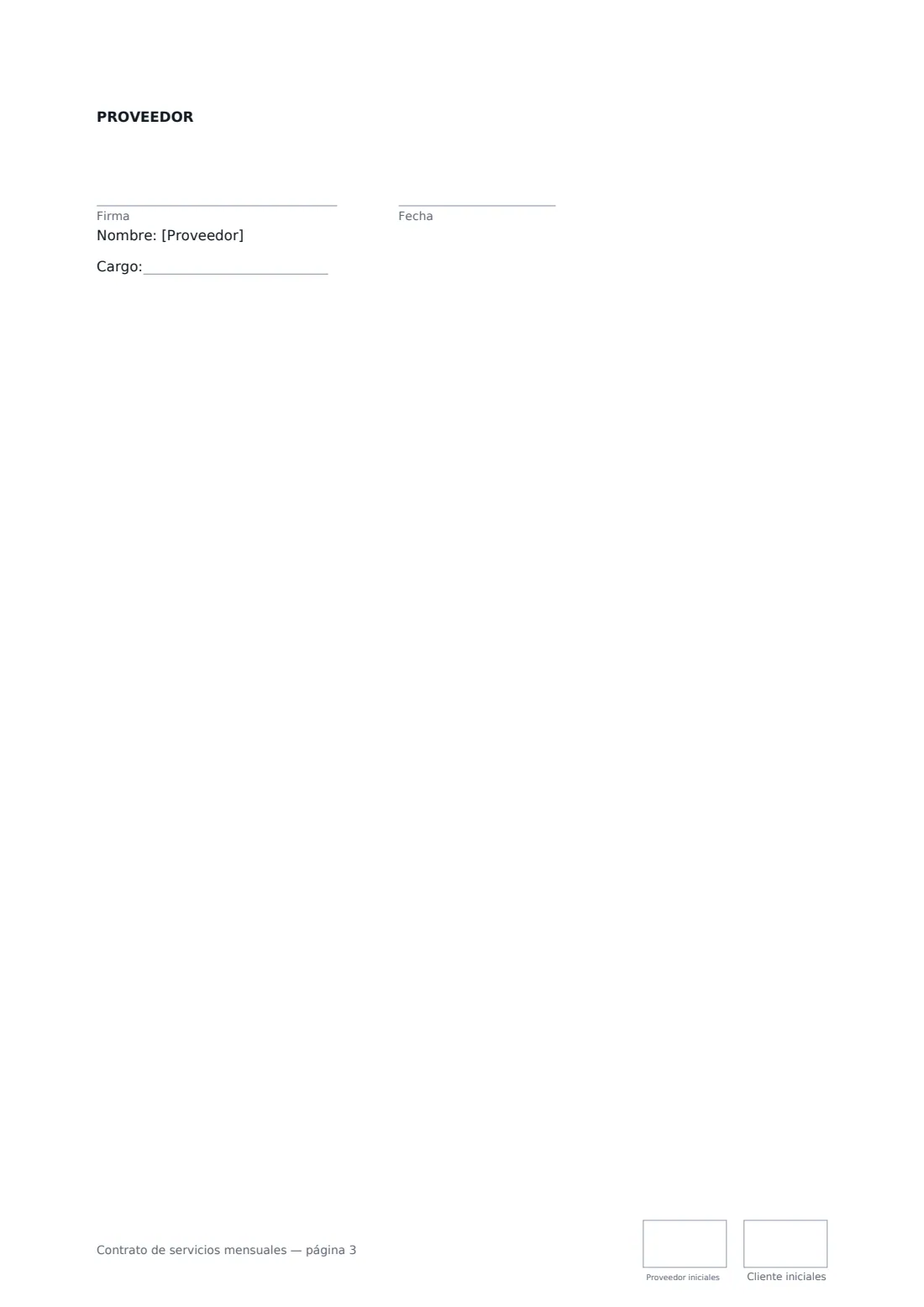 Contrato de servicios mensuales: página 3 de 3