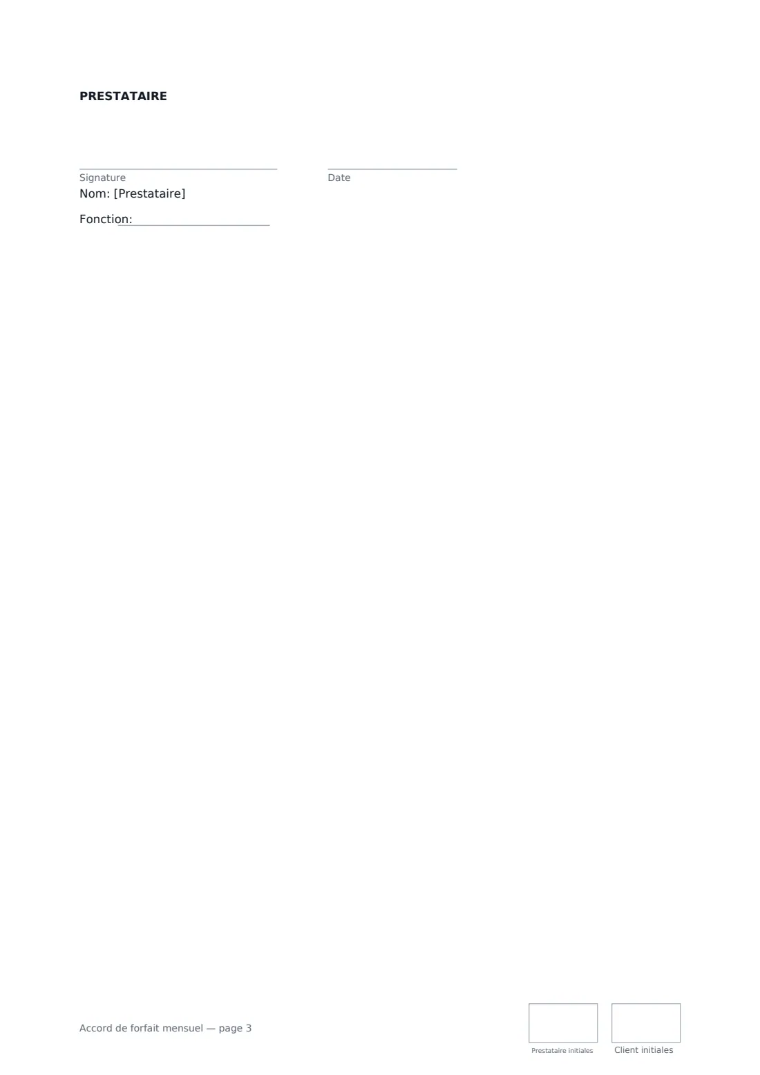 Accord de forfait mensuel — page 3 sur 3