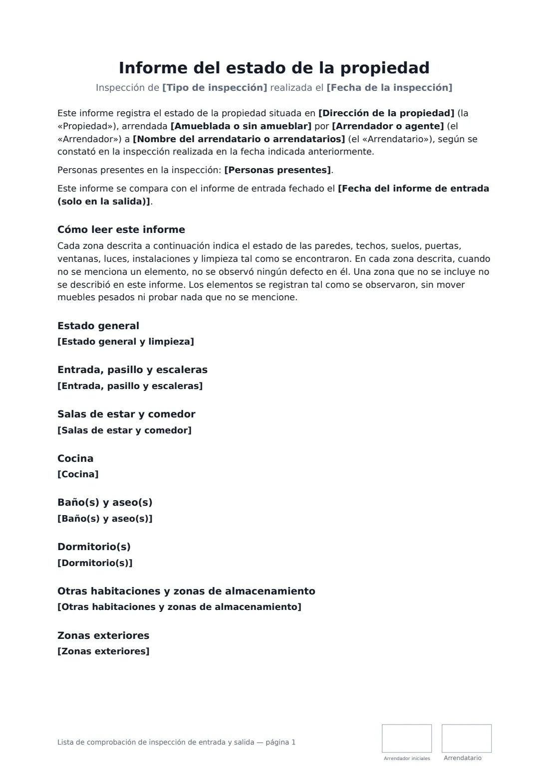 Lista de comprobación de inspección de entrada y salida: página 1 de 3