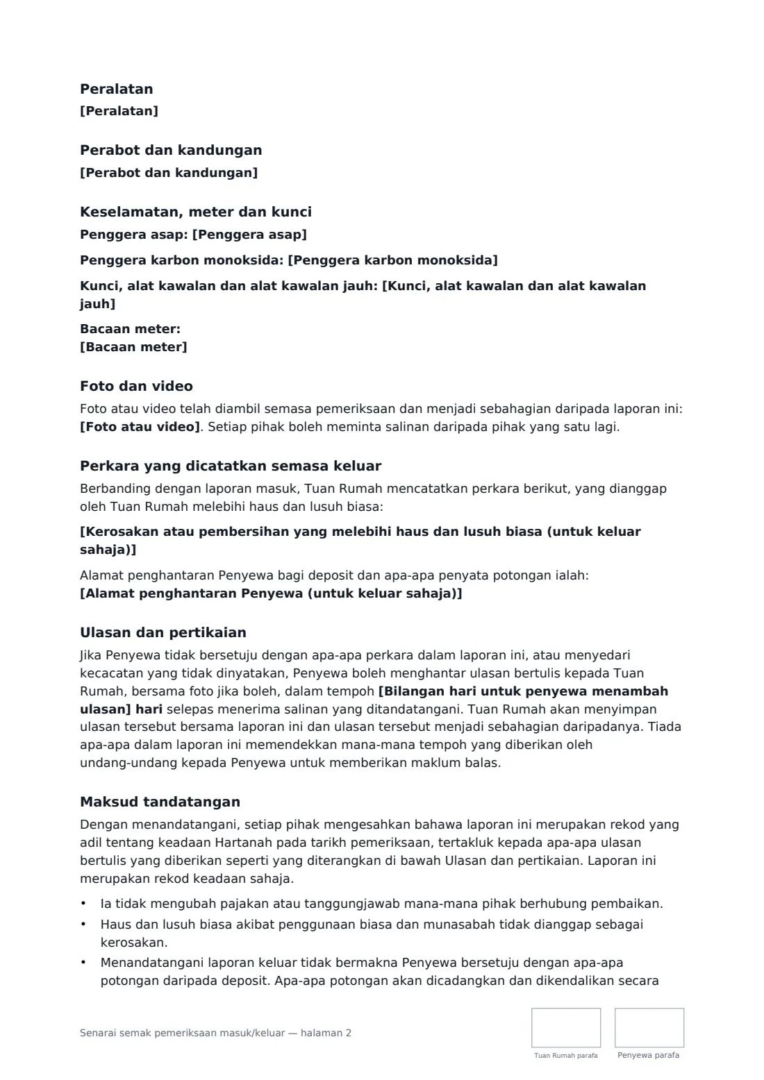 Senarai semak pemeriksaan masuk/keluar — halaman 2 daripada 3