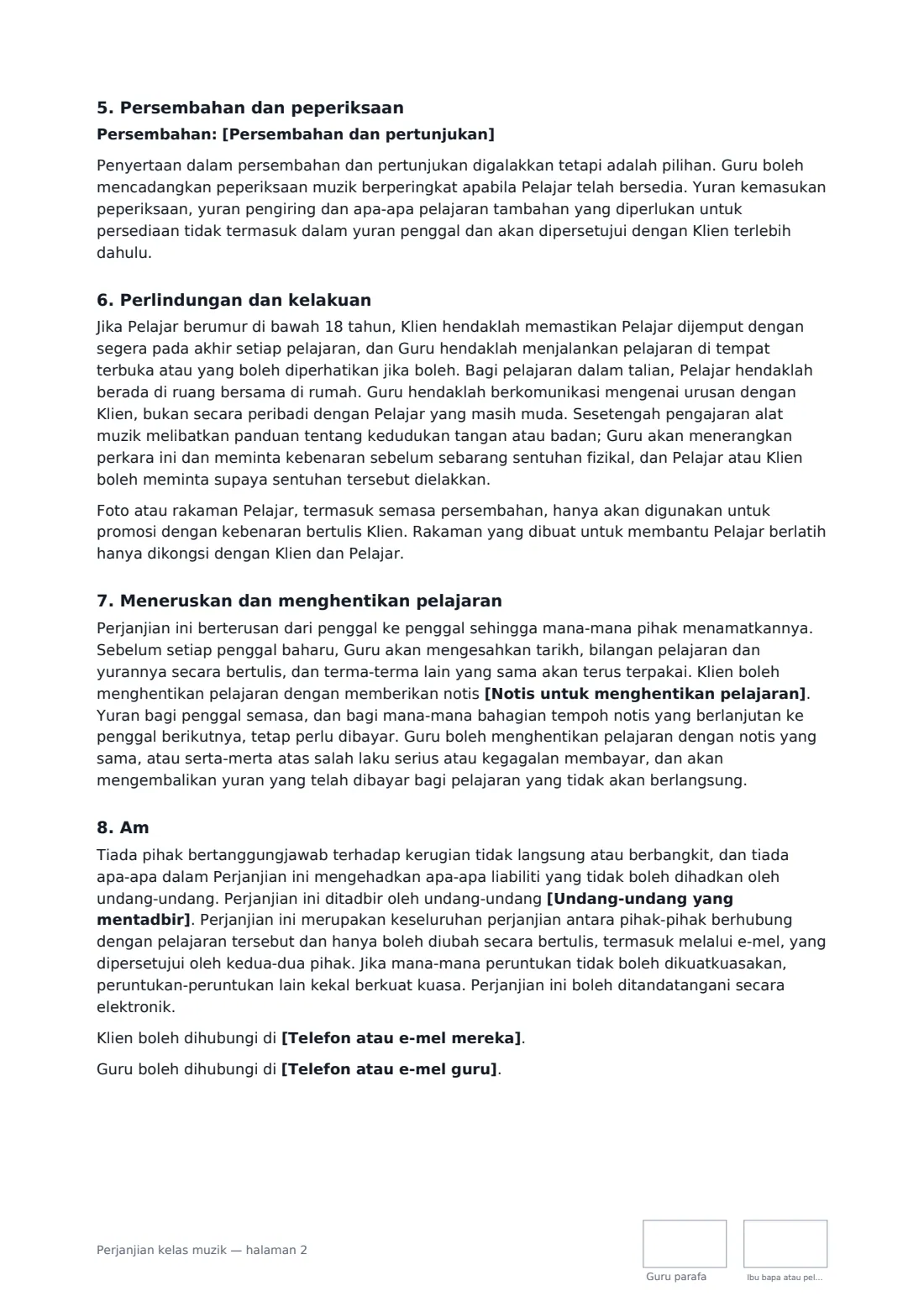 Perjanjian kelas muzik — halaman 2 daripada 3