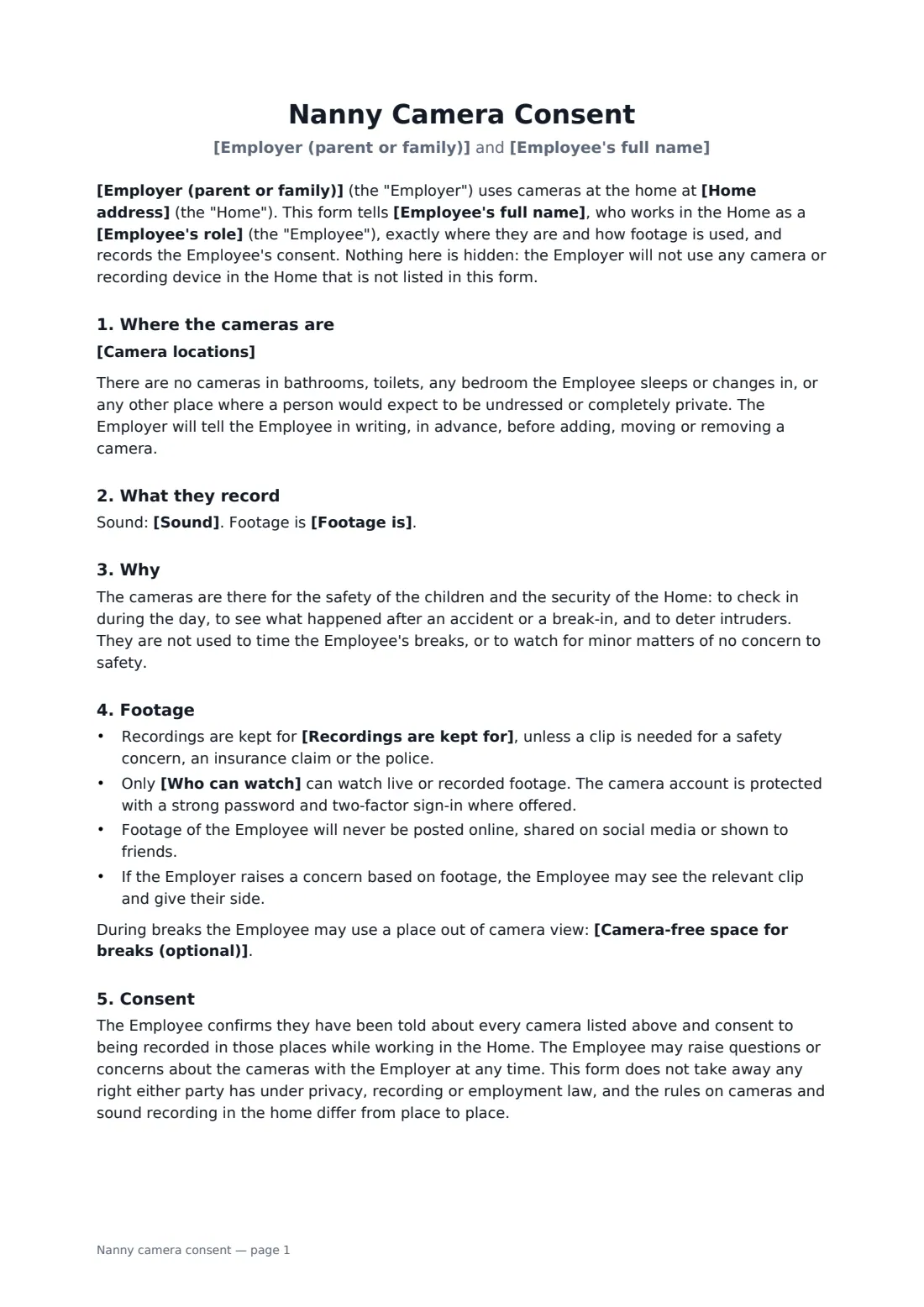 Nanny camera consent — page 1 of 2