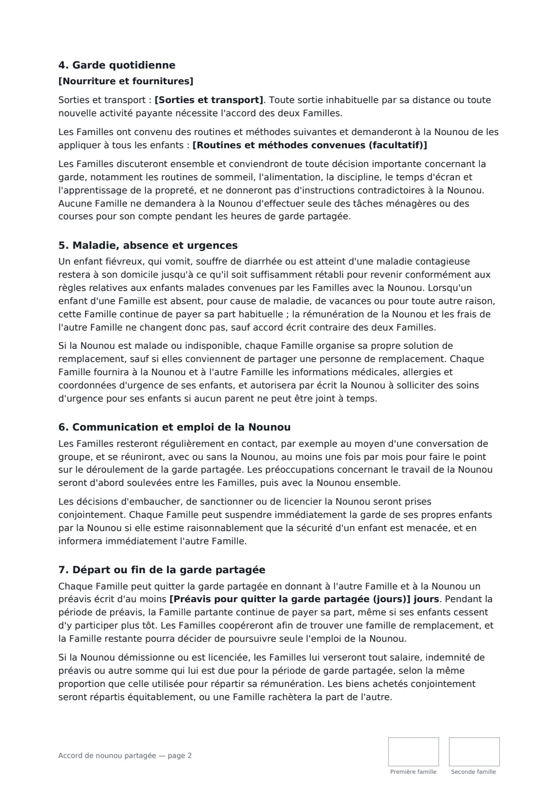 Accord de nounou partagée — page 2 sur 3