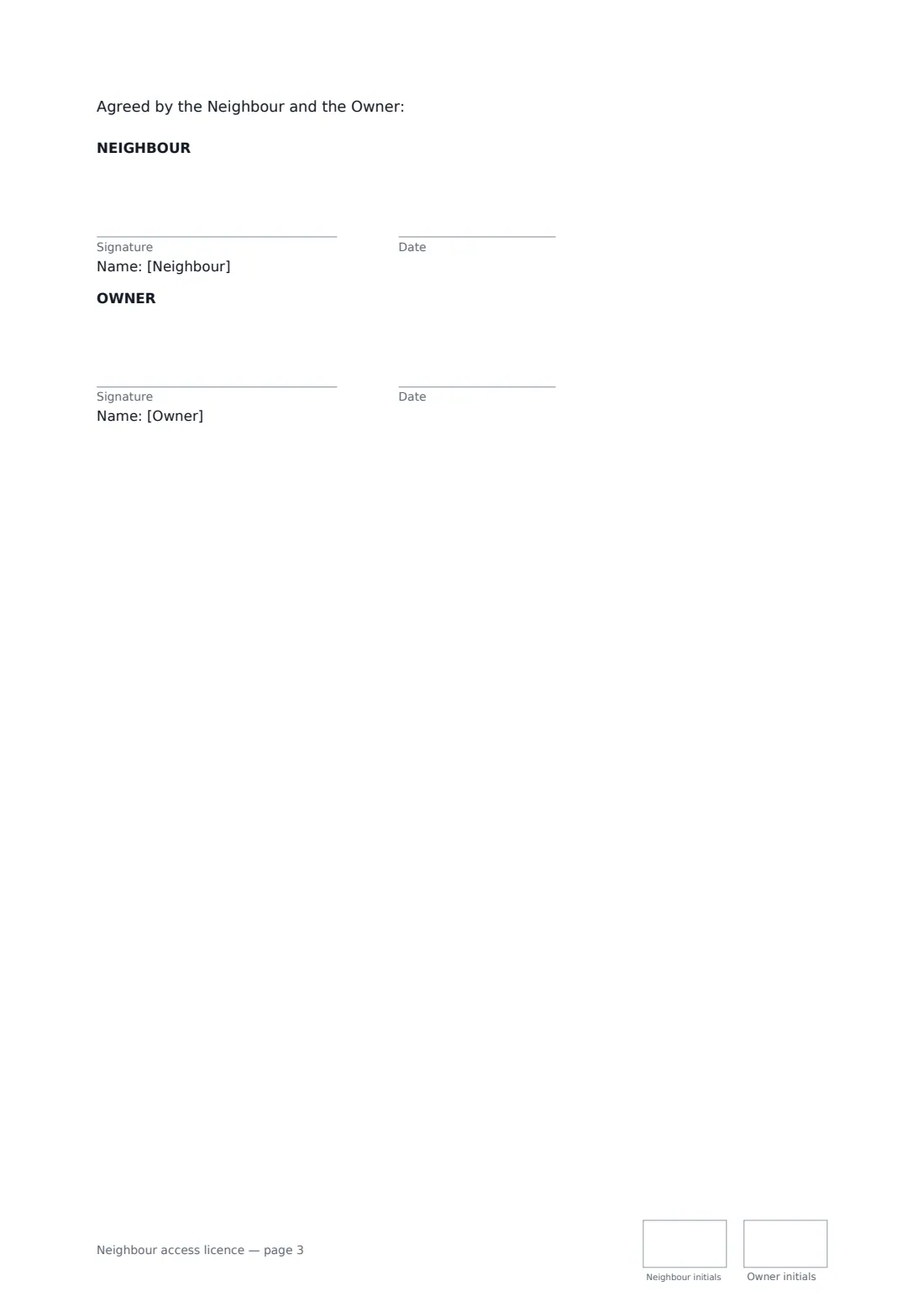 Neighbour access licence — page 3 of 3