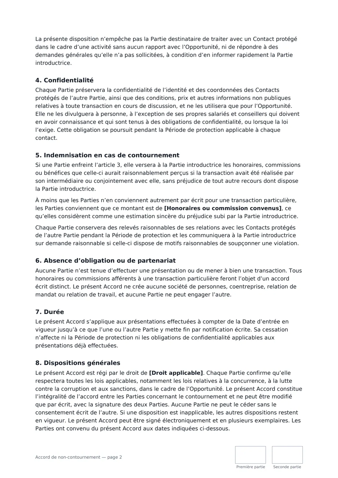 Accord de non-contournement — page 2 sur 3
