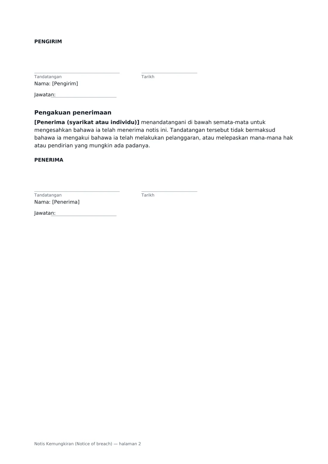 Notis Kemungkiran (Notice of breach) — halaman 2 daripada 2