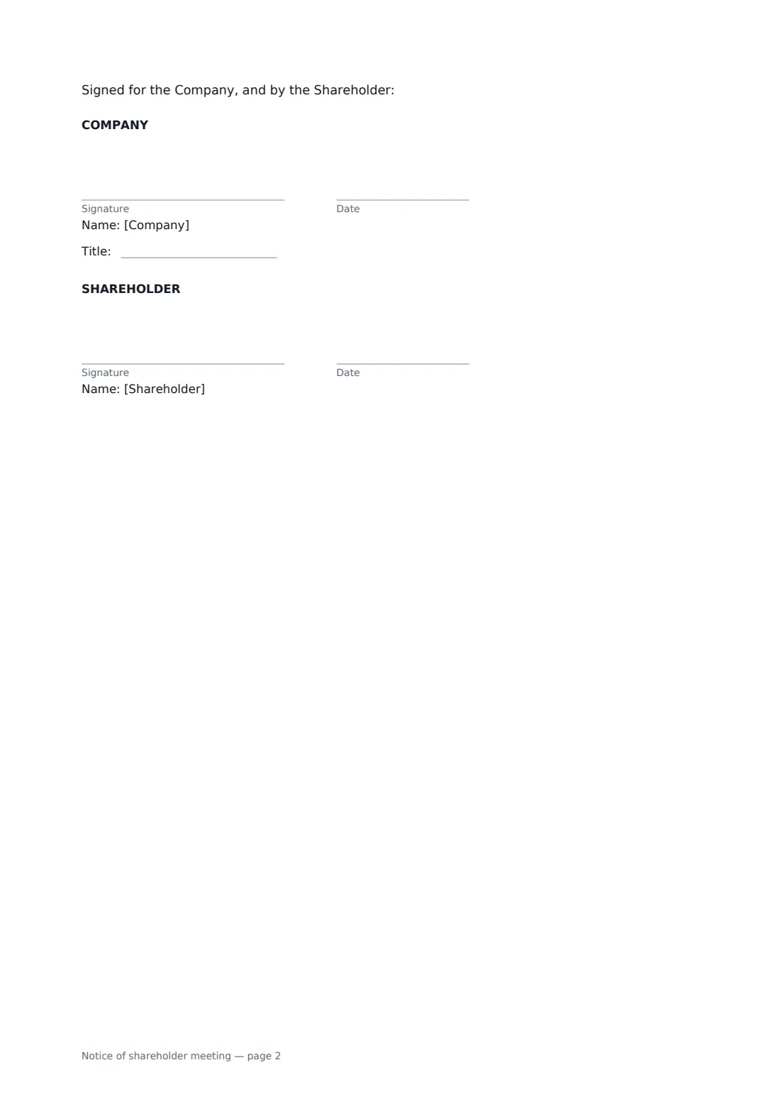 Notice of shareholder meeting — page 2 of 2