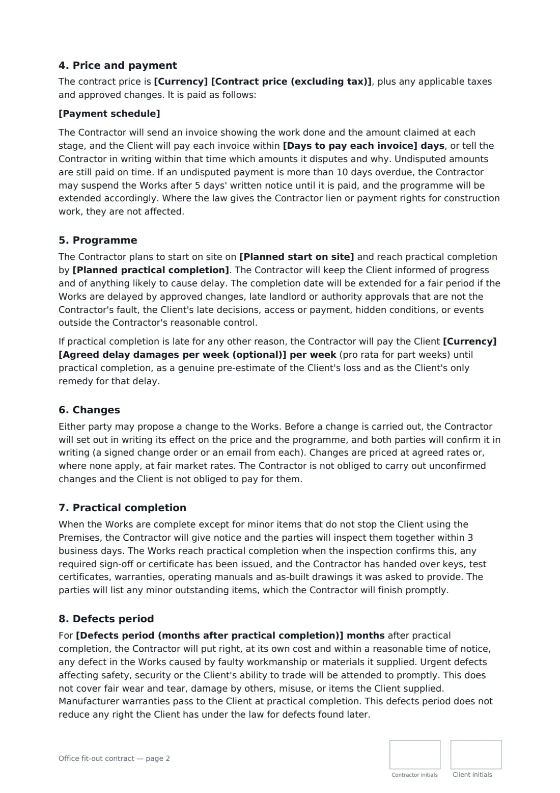 Office fit-out contract — page 2 of 3
