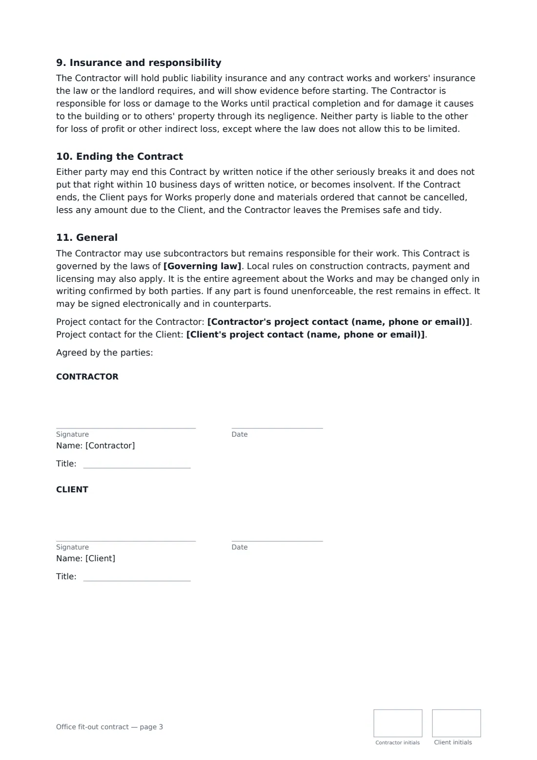 Office fit-out contract — page 3 of 3