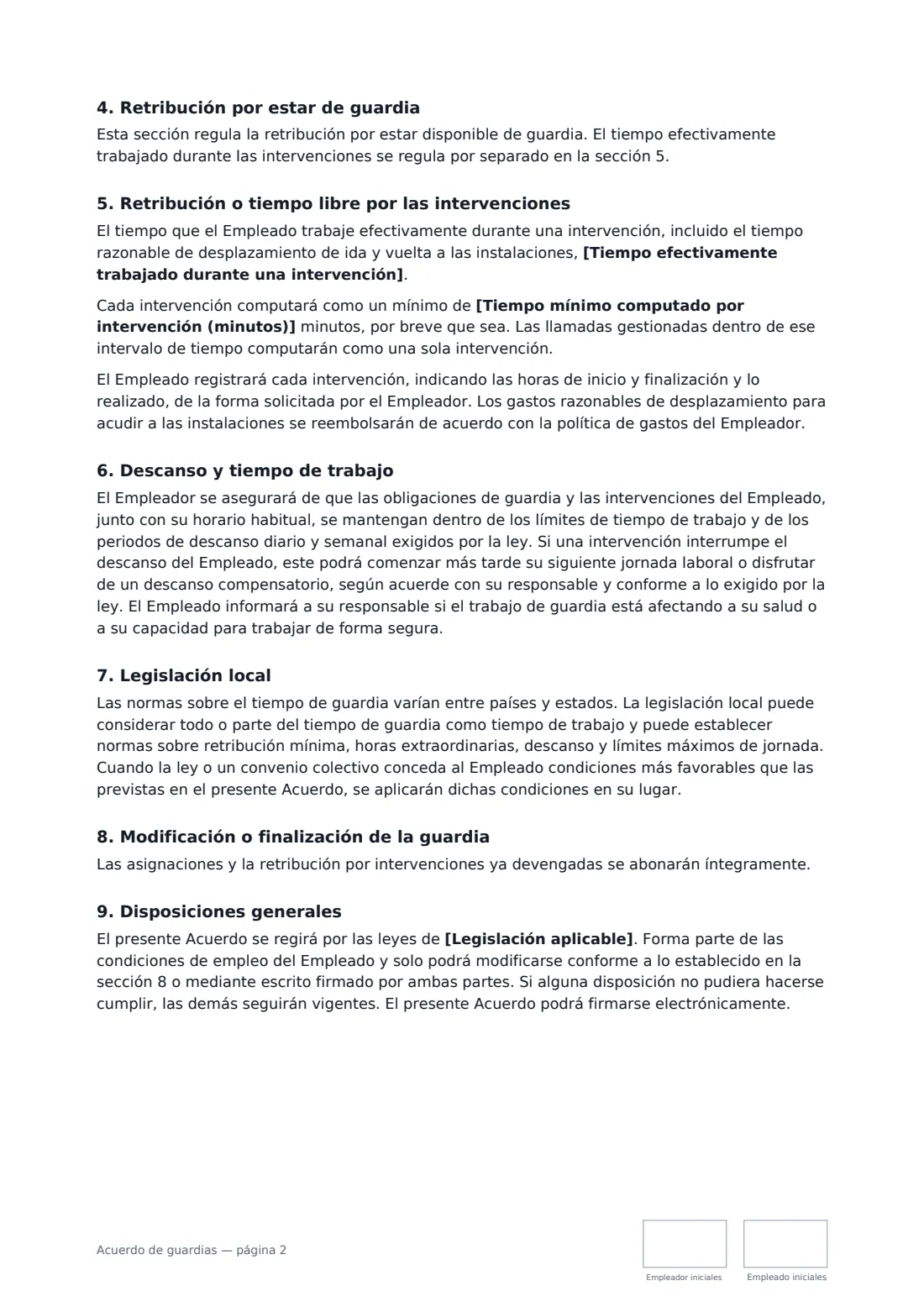 Acuerdo de guardias: página 2 de 3