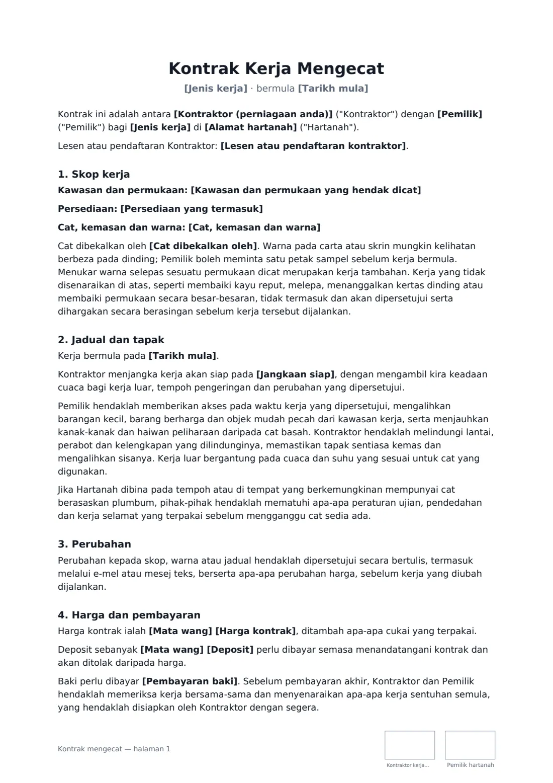 Kontrak mengecat — halaman 1 daripada 2