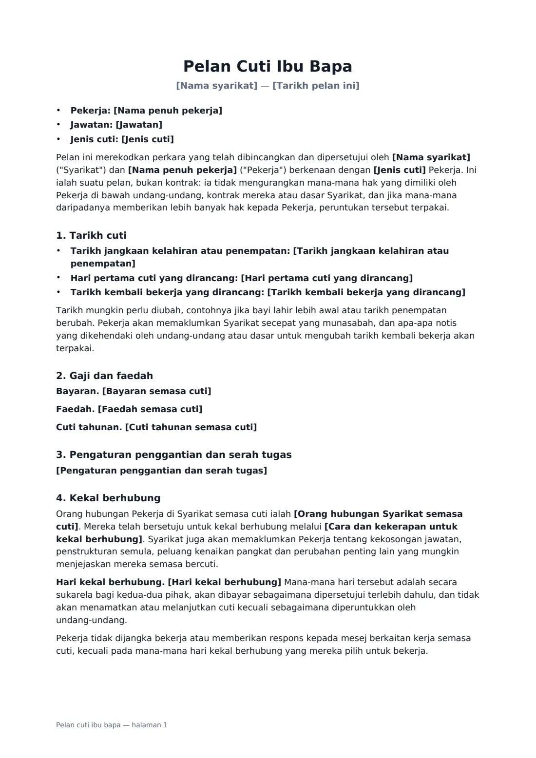 Pelan cuti ibu bapa — halaman 1 daripada 2