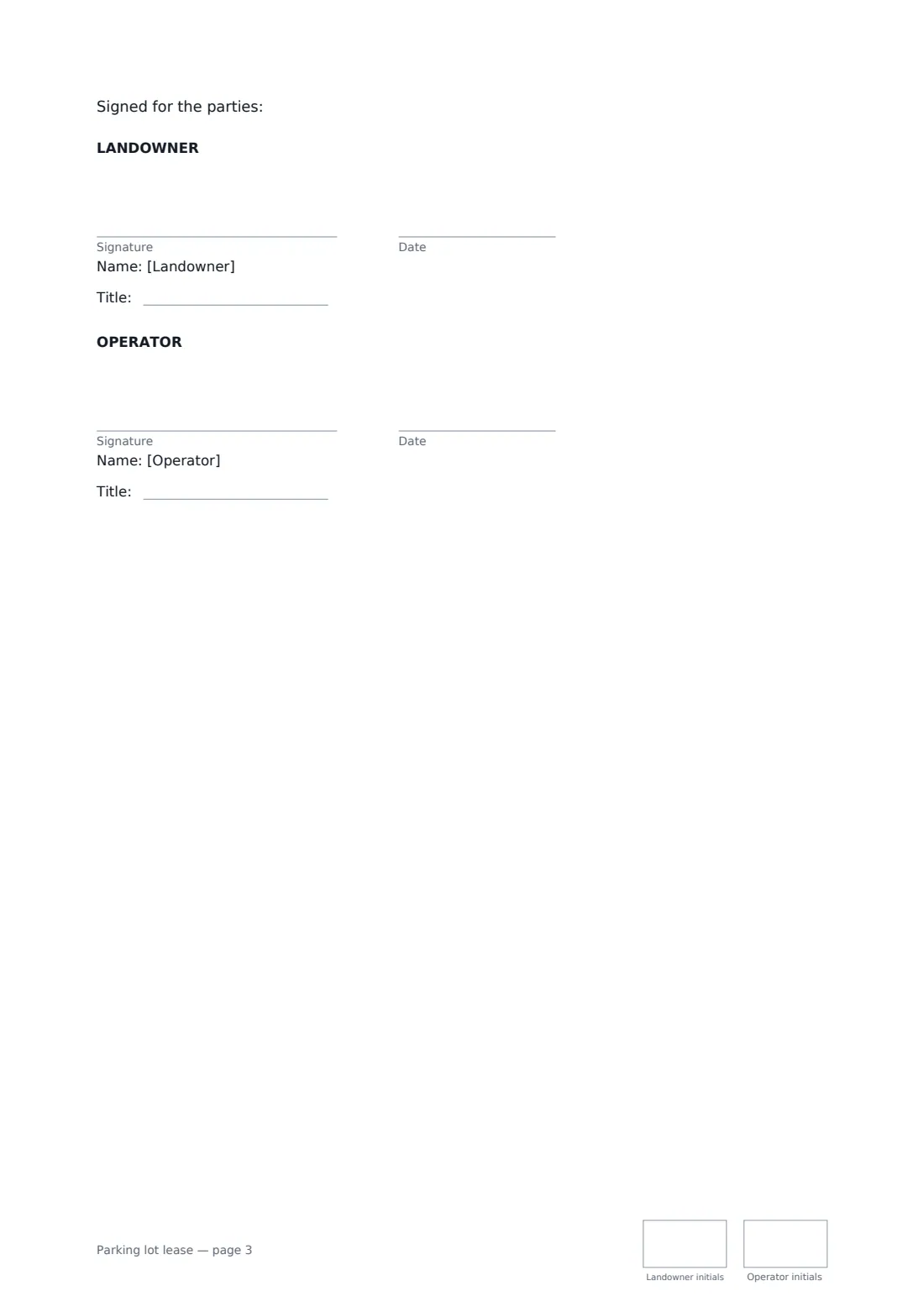 Parking lot lease — page 3 of 3