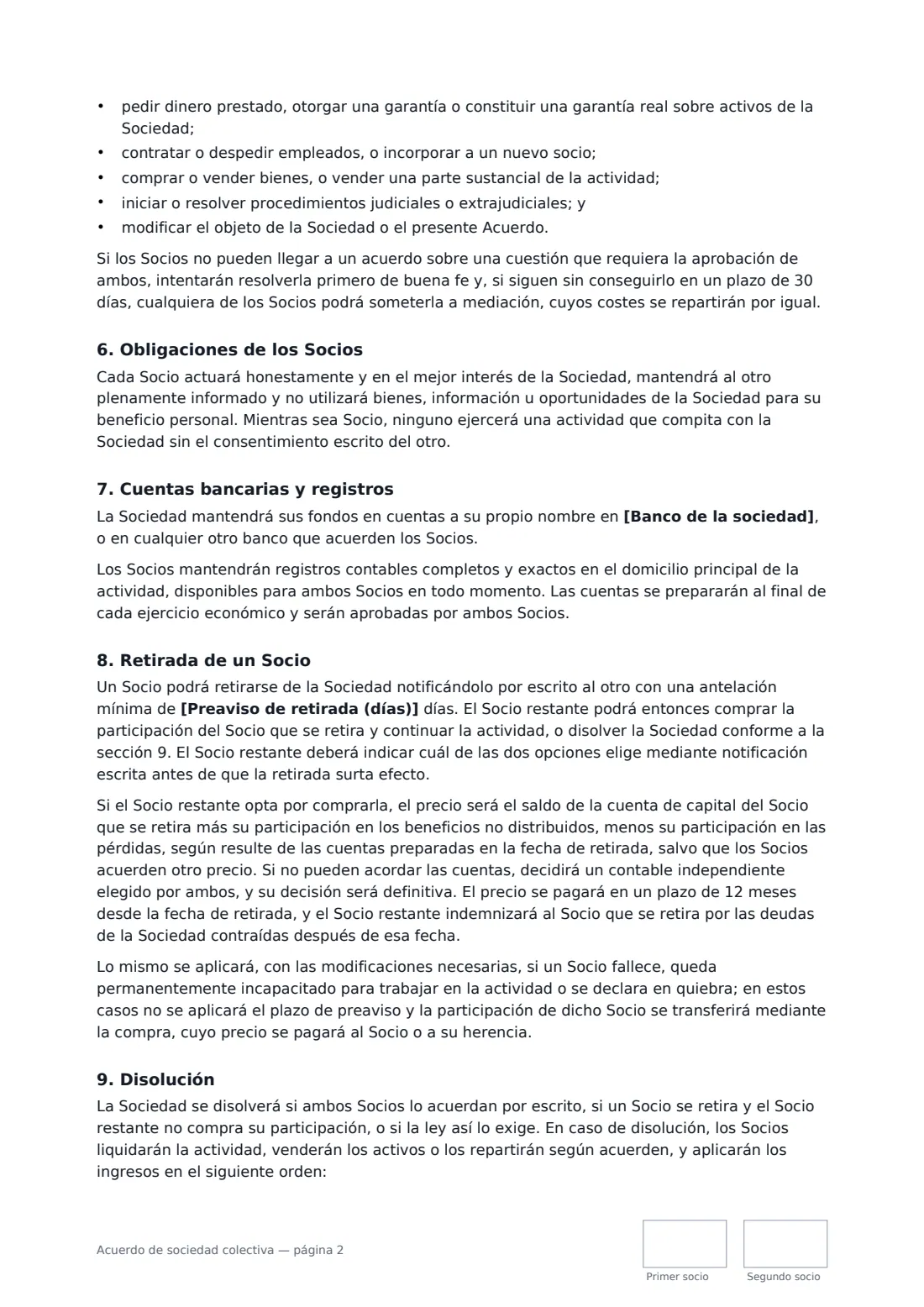 Acuerdo de sociedad colectiva: página 2 de 3