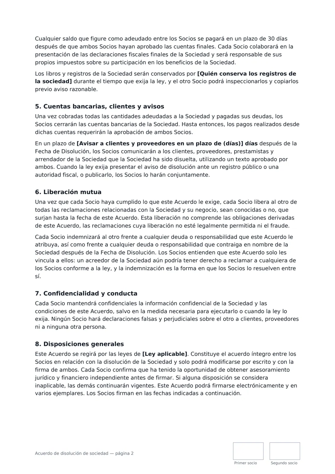 Acuerdo de disolución de sociedad: página 2 de 3