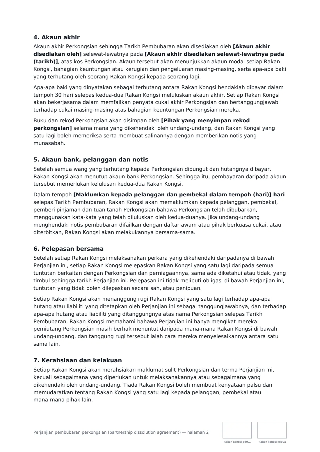 Perjanjian pembubaran perkongsian (partnership dissolution agreement) — halaman 2 daripada 3