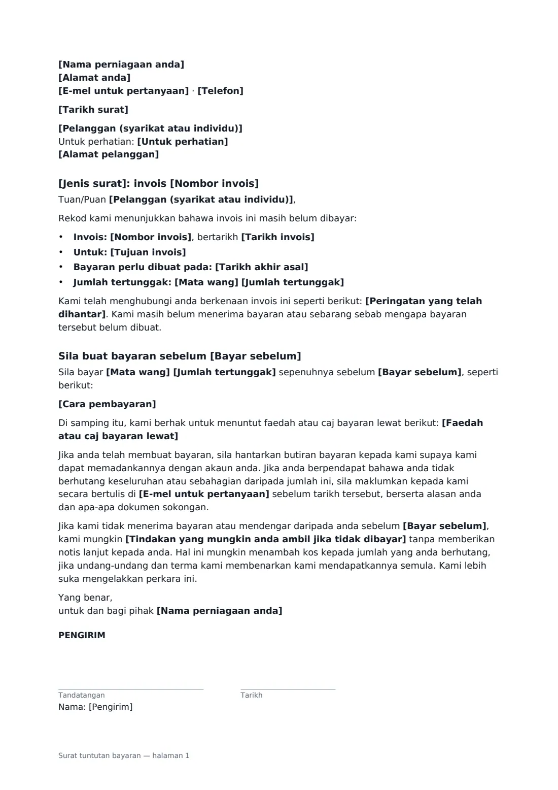 Surat tuntutan bayaran — halaman 1 daripada 1