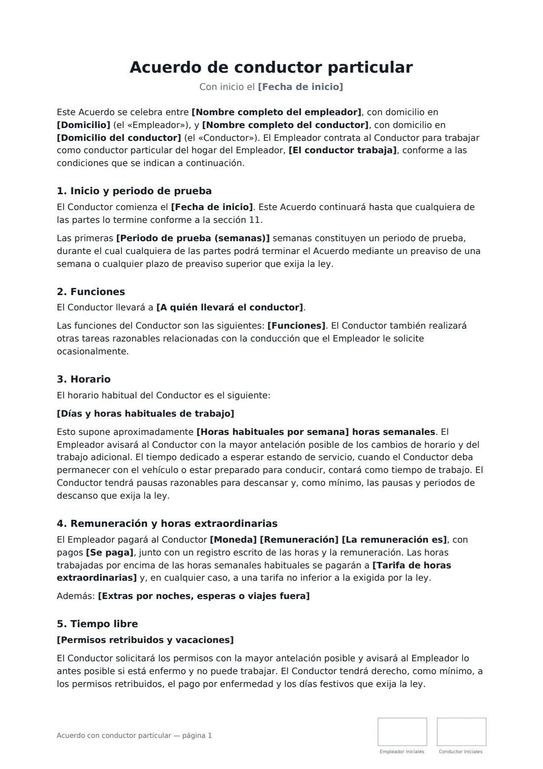 Acuerdo con conductor particular: página 1 de 3