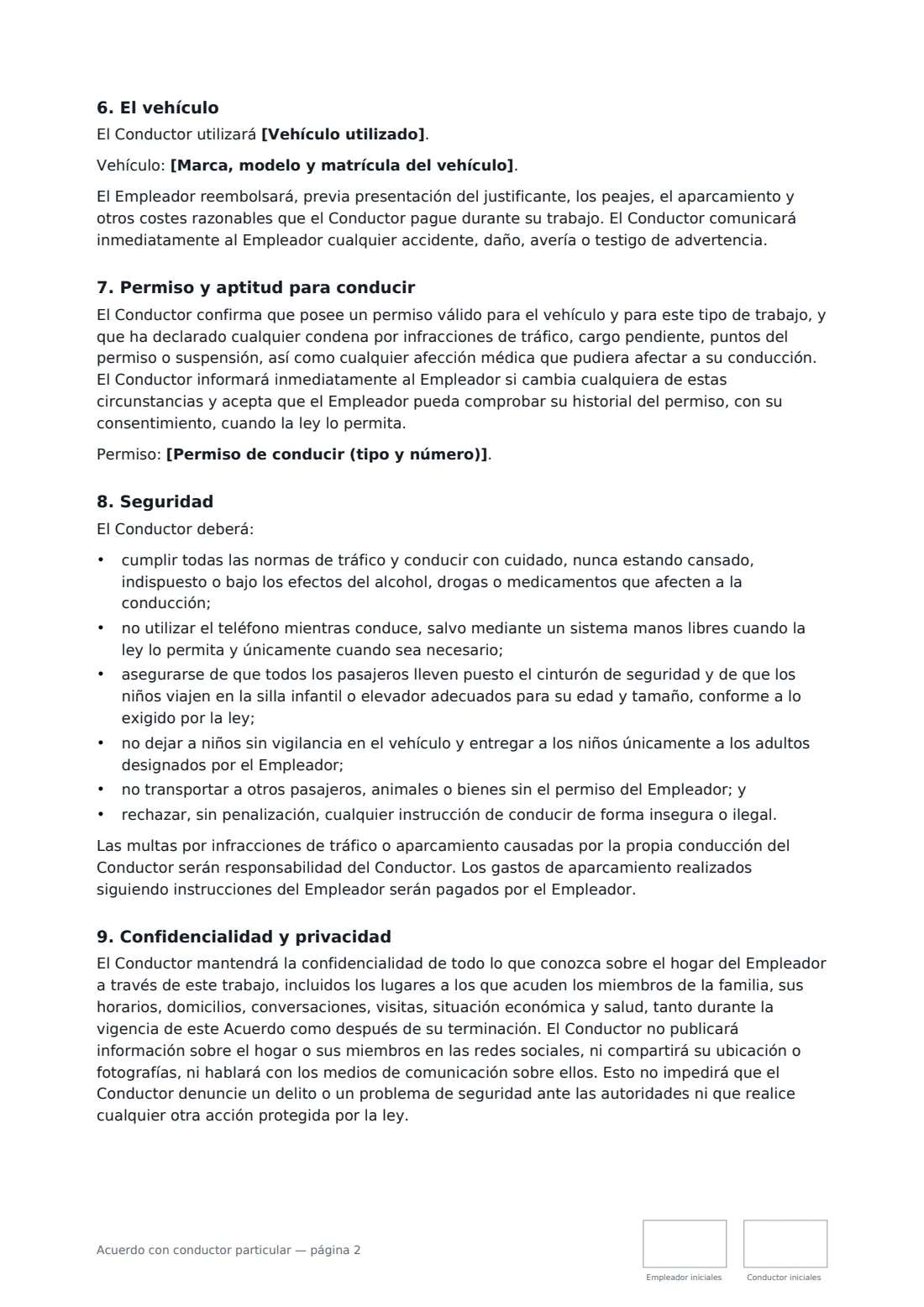 Acuerdo con conductor particular: página 2 de 3