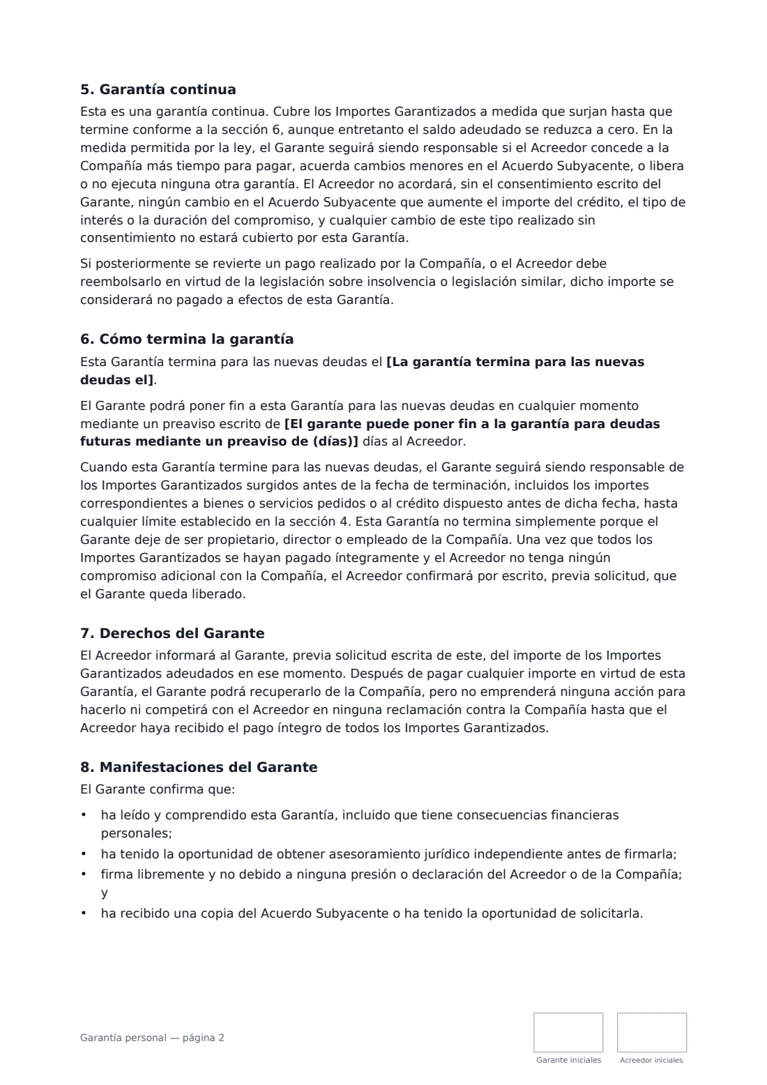 Garantía personal: página 2 de 3