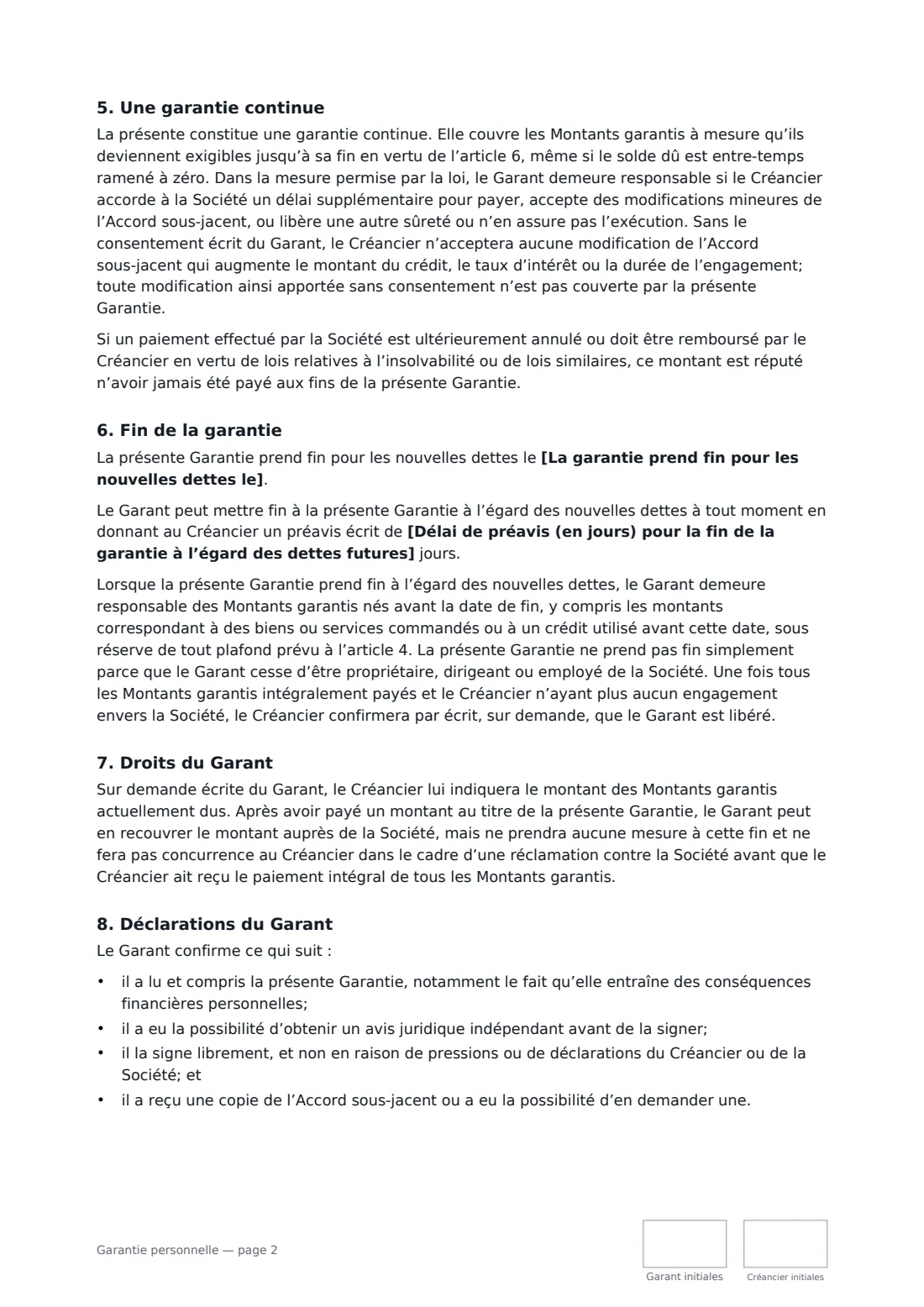 Garantie personnelle — page 2 sur 3