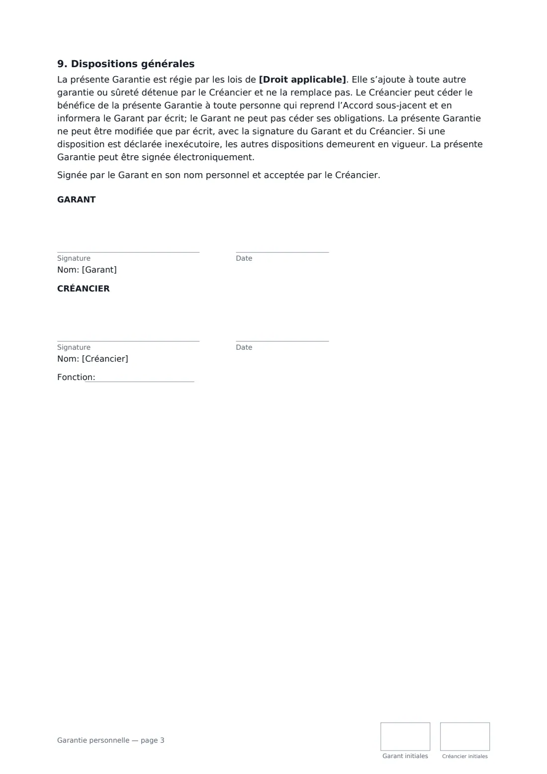 Garantie personnelle — page 3 sur 3