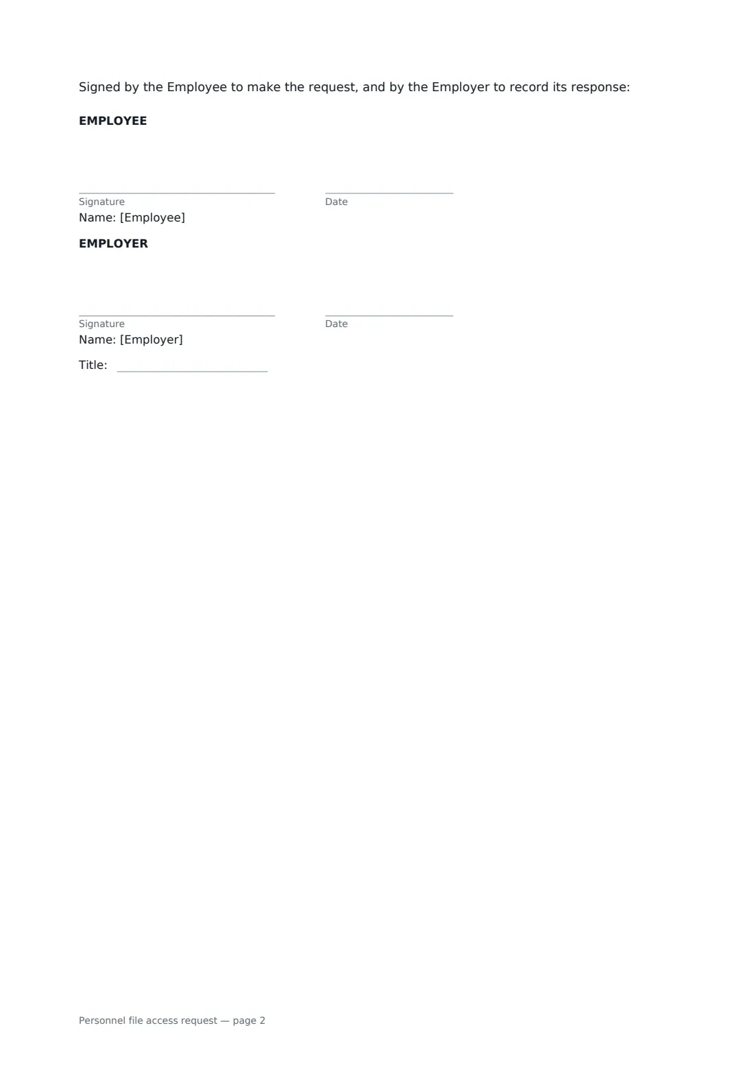 Personnel file access request — page 2 of 2