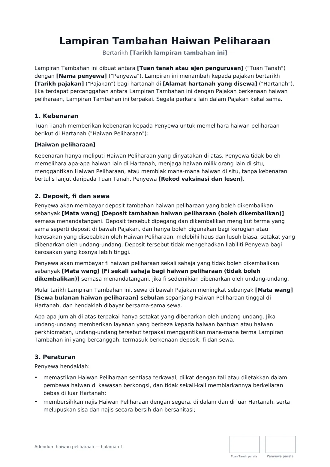 Adendum haiwan peliharaan — halaman 1 daripada 3