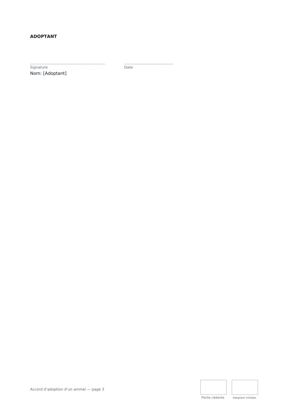 Accord d’adoption d’un animal — page 3 sur 3