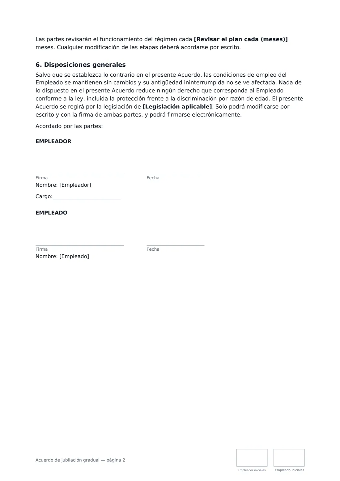 Acuerdo de jubilación gradual: página 2 de 2