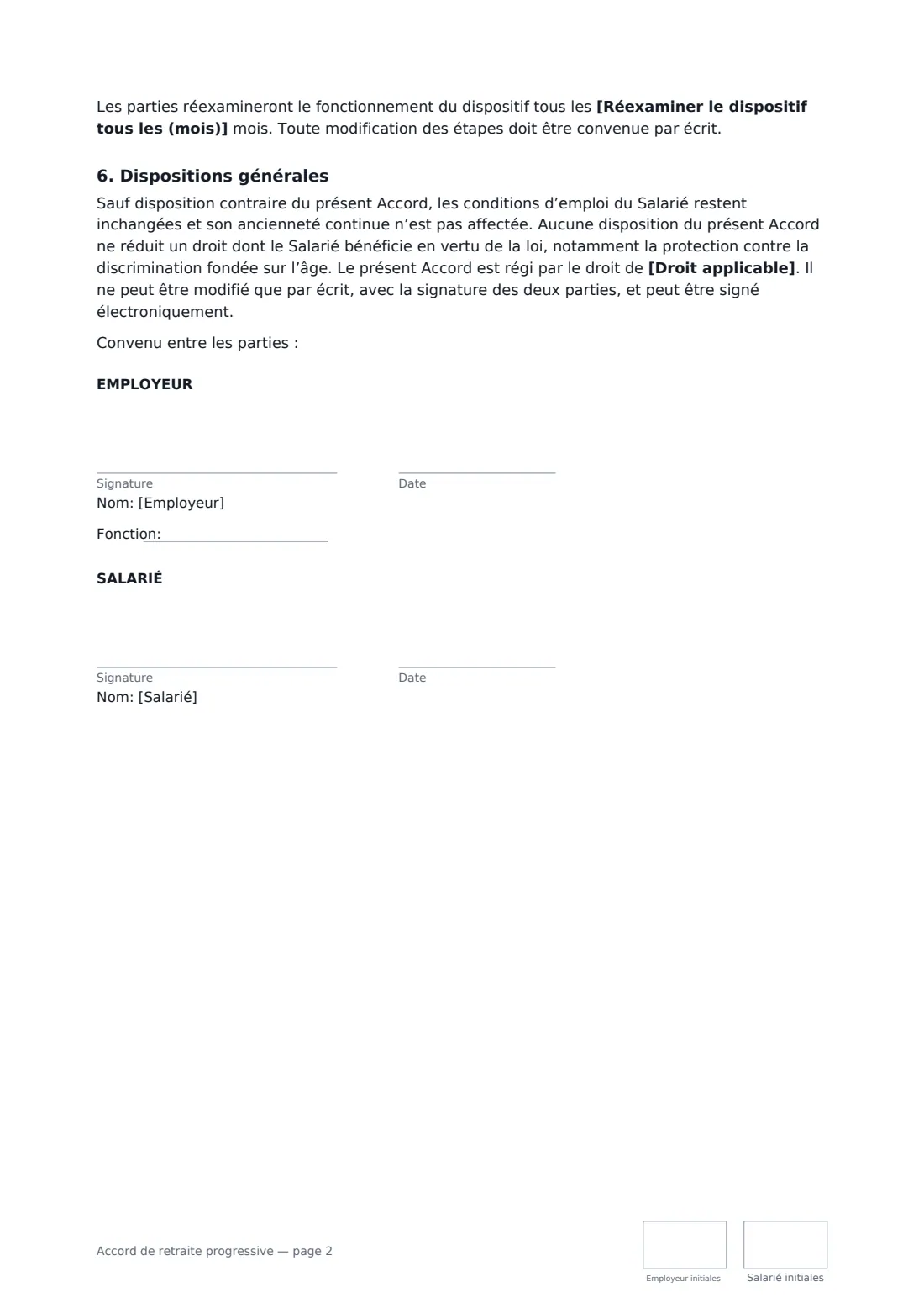Accord de retraite progressive — page 2 sur 2