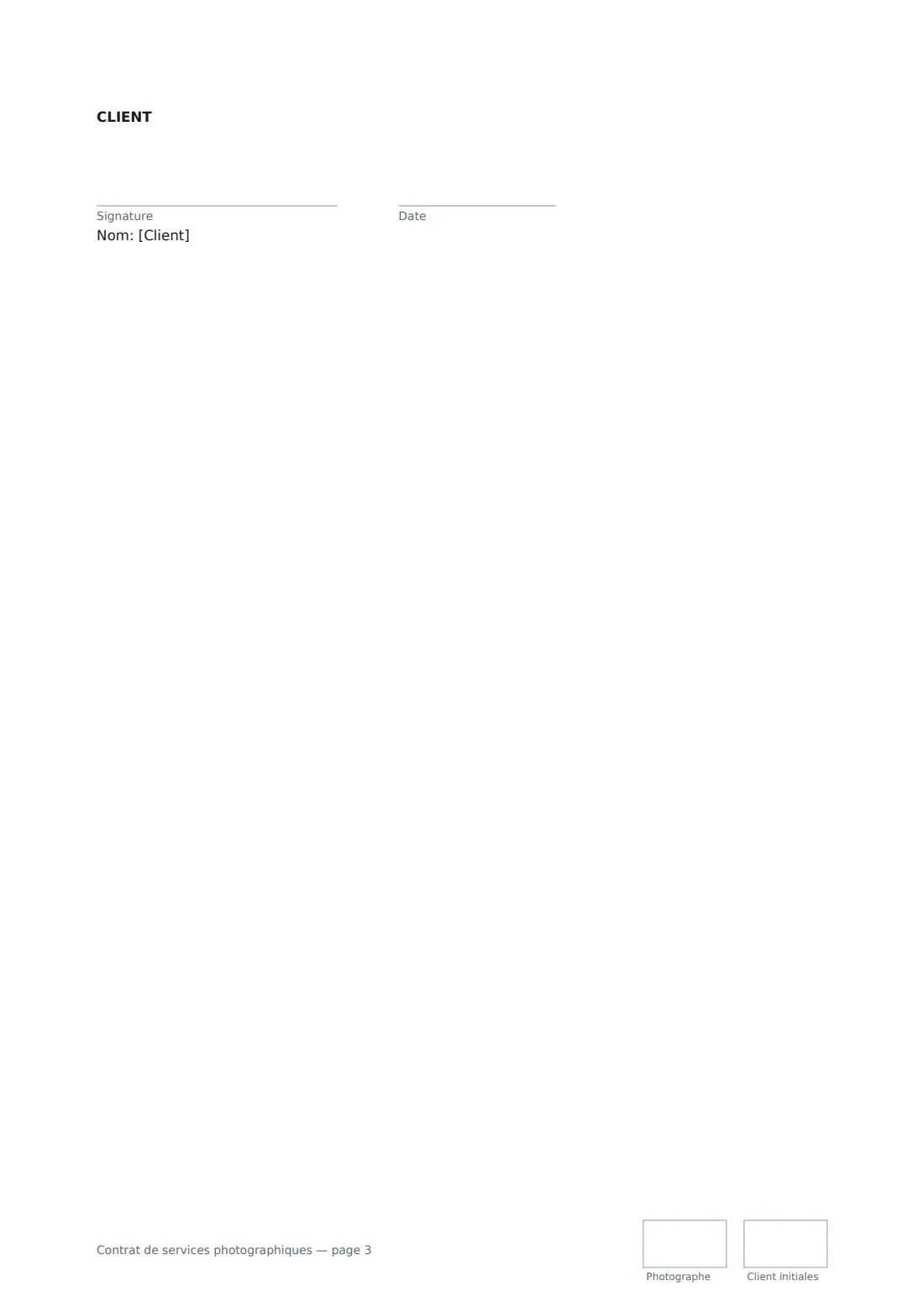 Contrat de services photographiques — page 3 sur 3