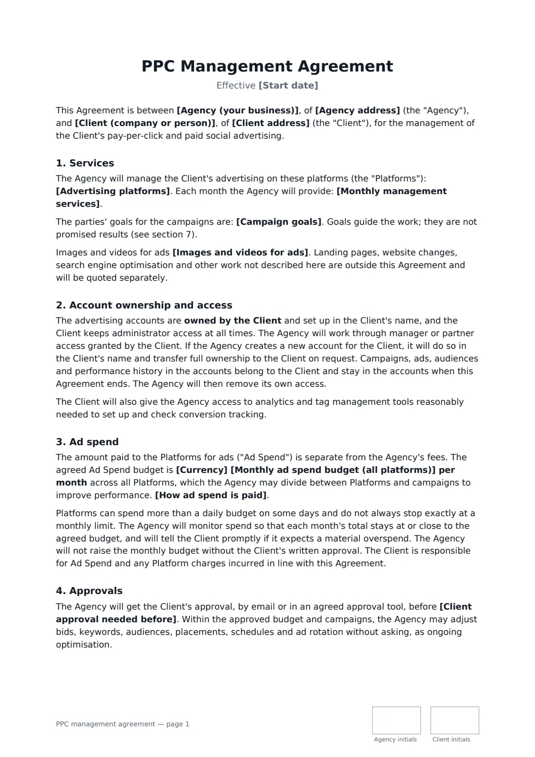 PPC management agreement — page 1 of 3