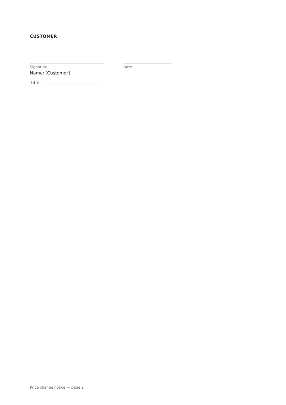 Price change notice — page 2 of 2