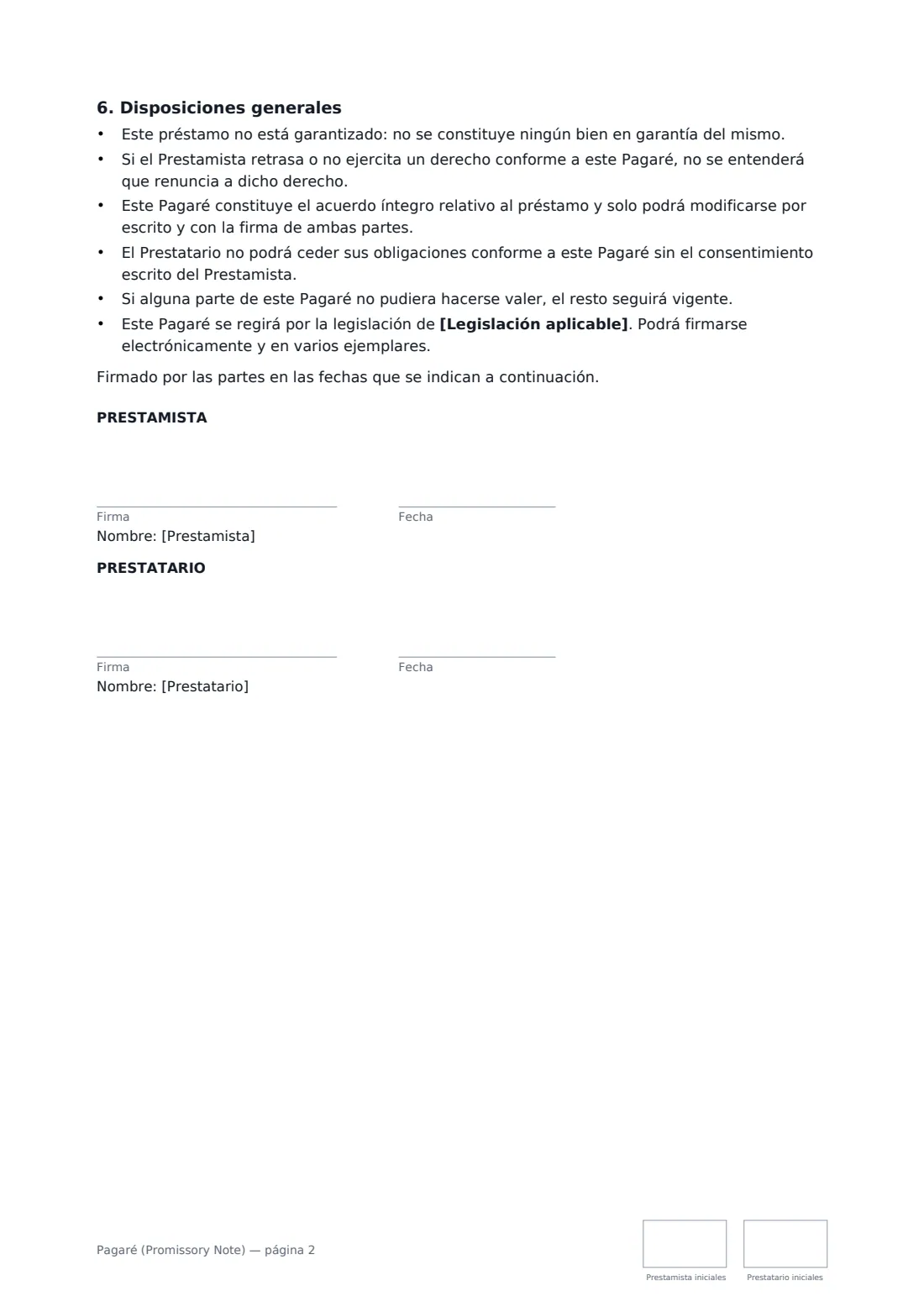 Pagaré (Promissory Note): página 2 de 2