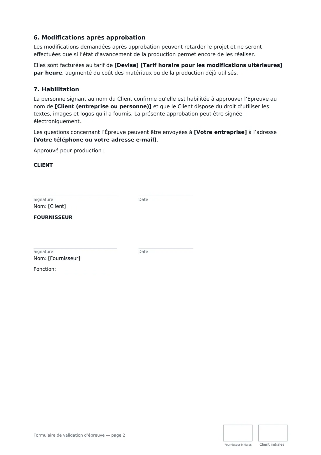 Formulaire de validation d’épreuve — page 2 sur 2