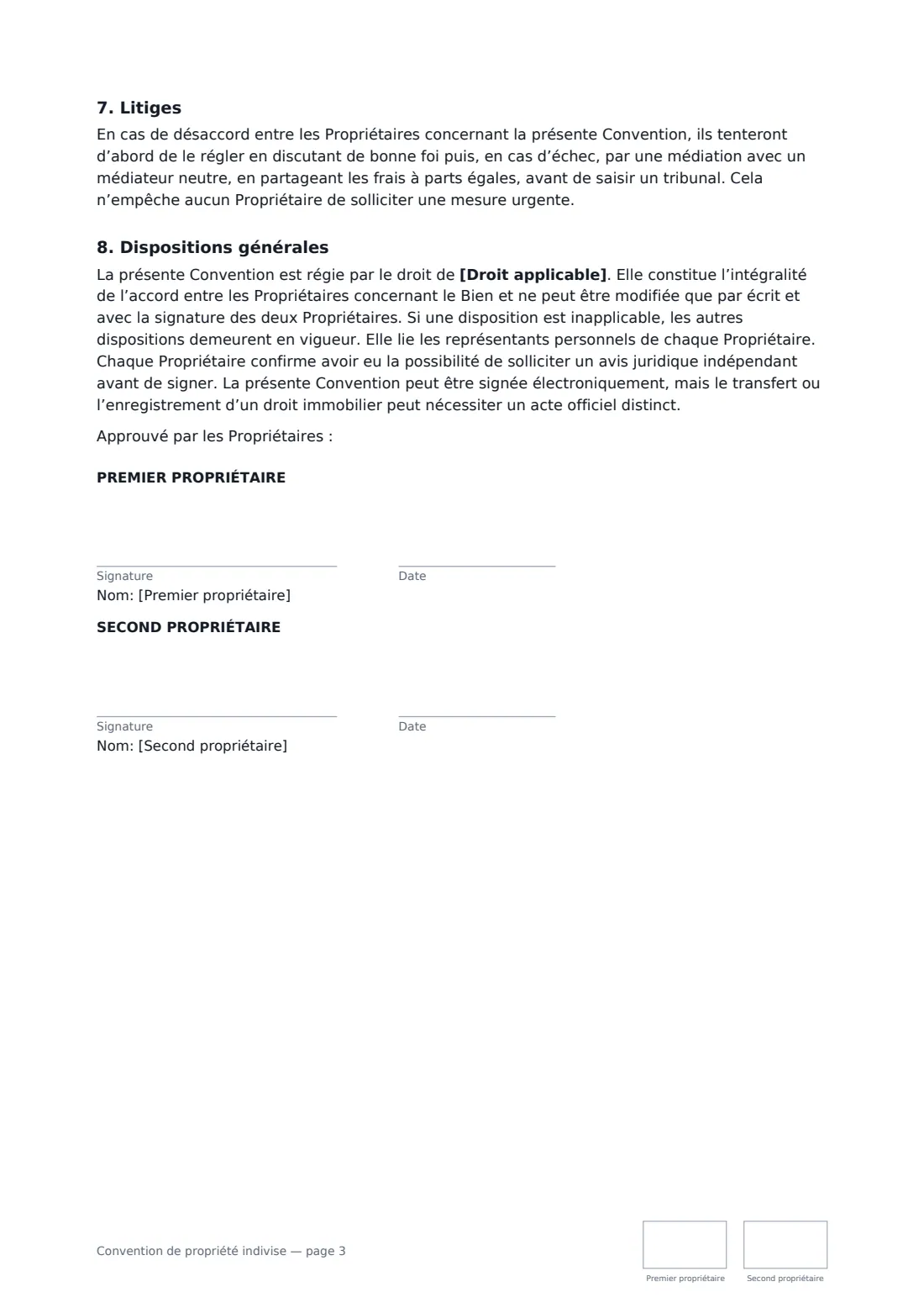 Convention de propriété indivise — page 3 sur 3