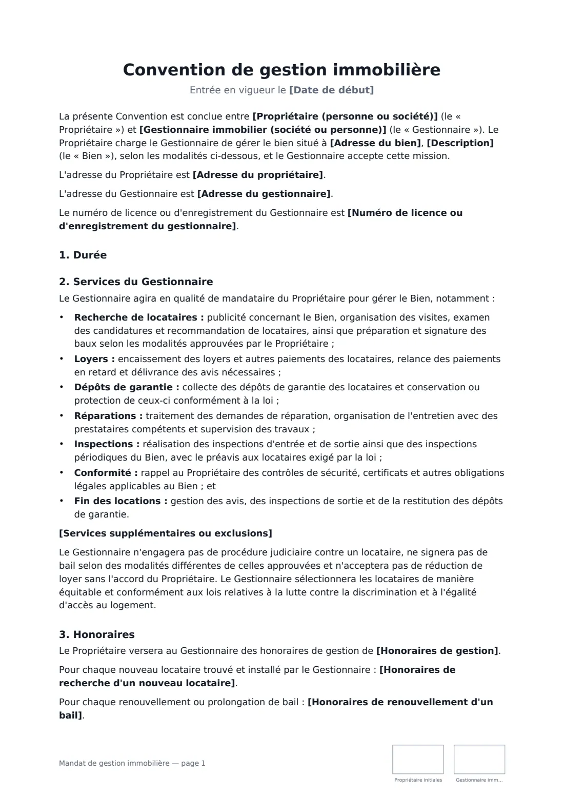 Mandat de gestion immobilière — page 1 sur 4