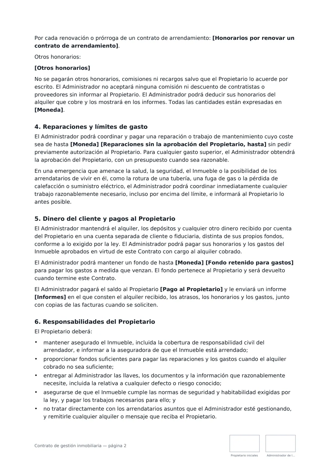 Contrato de gestión inmobiliaria: página 2 de 4