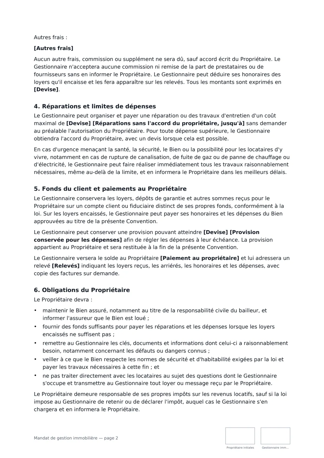 Mandat de gestion immobilière — page 2 sur 4