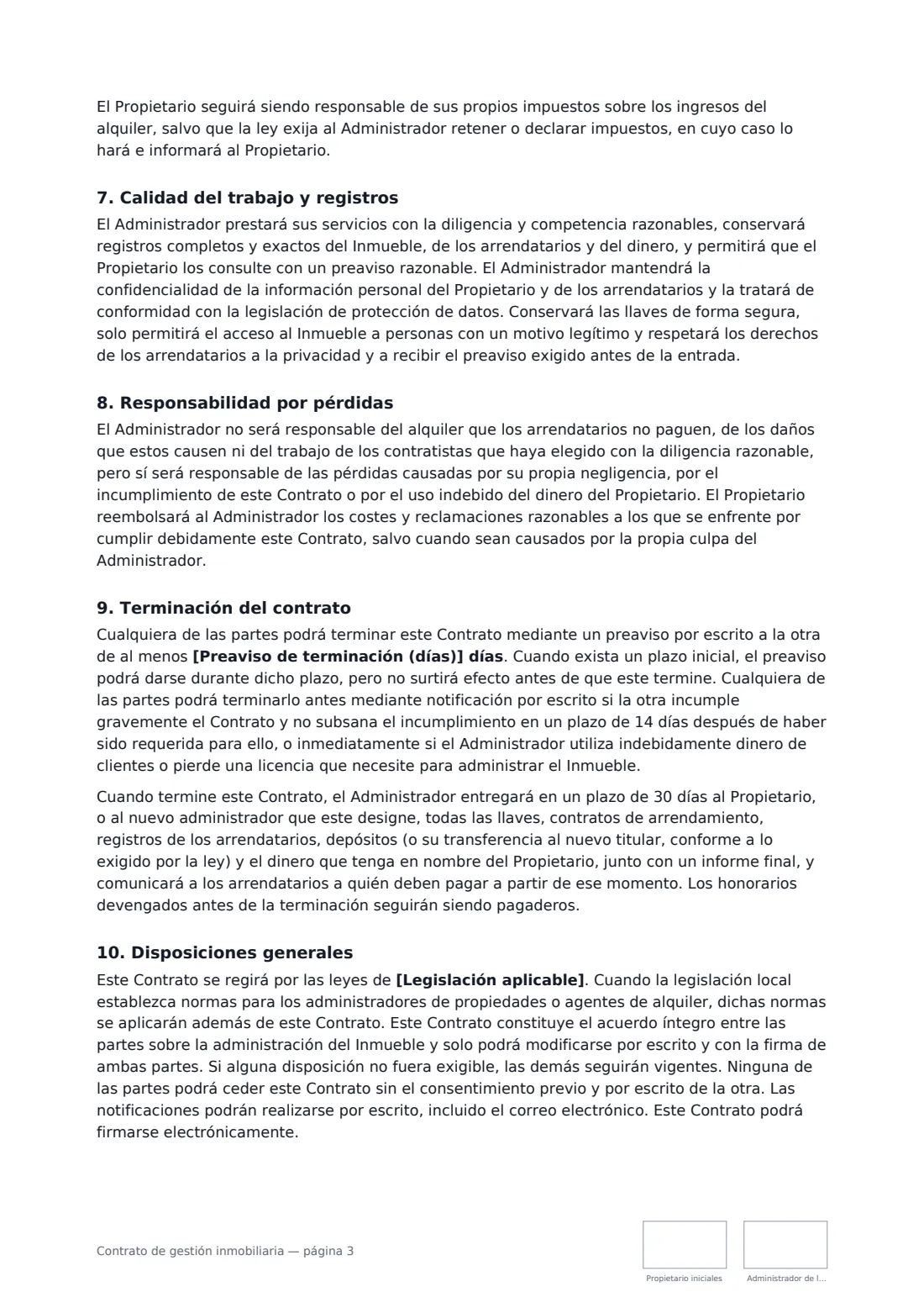 Contrato de gestión inmobiliaria: página 3 de 4