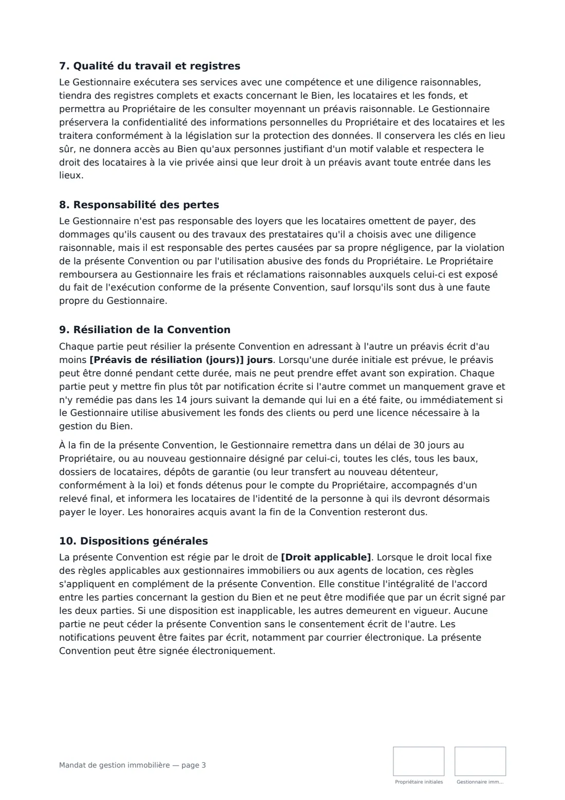 Mandat de gestion immobilière — page 3 sur 4