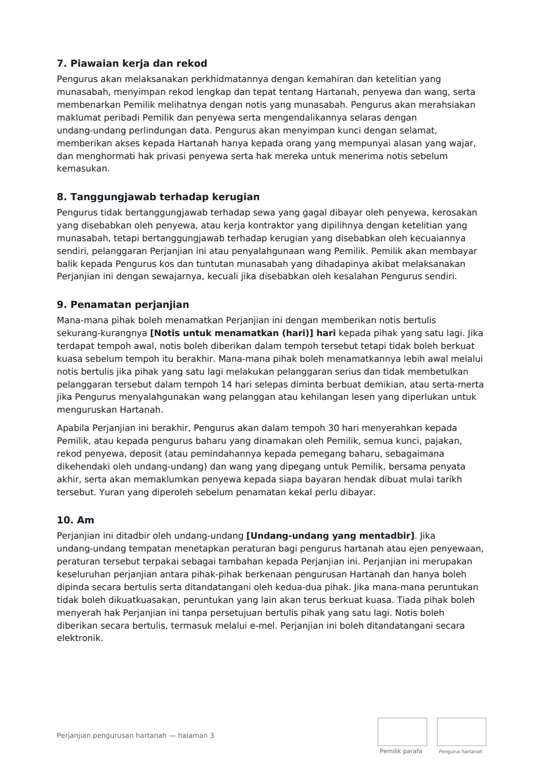 Perjanjian pengurusan hartanah — halaman 3 daripada 4