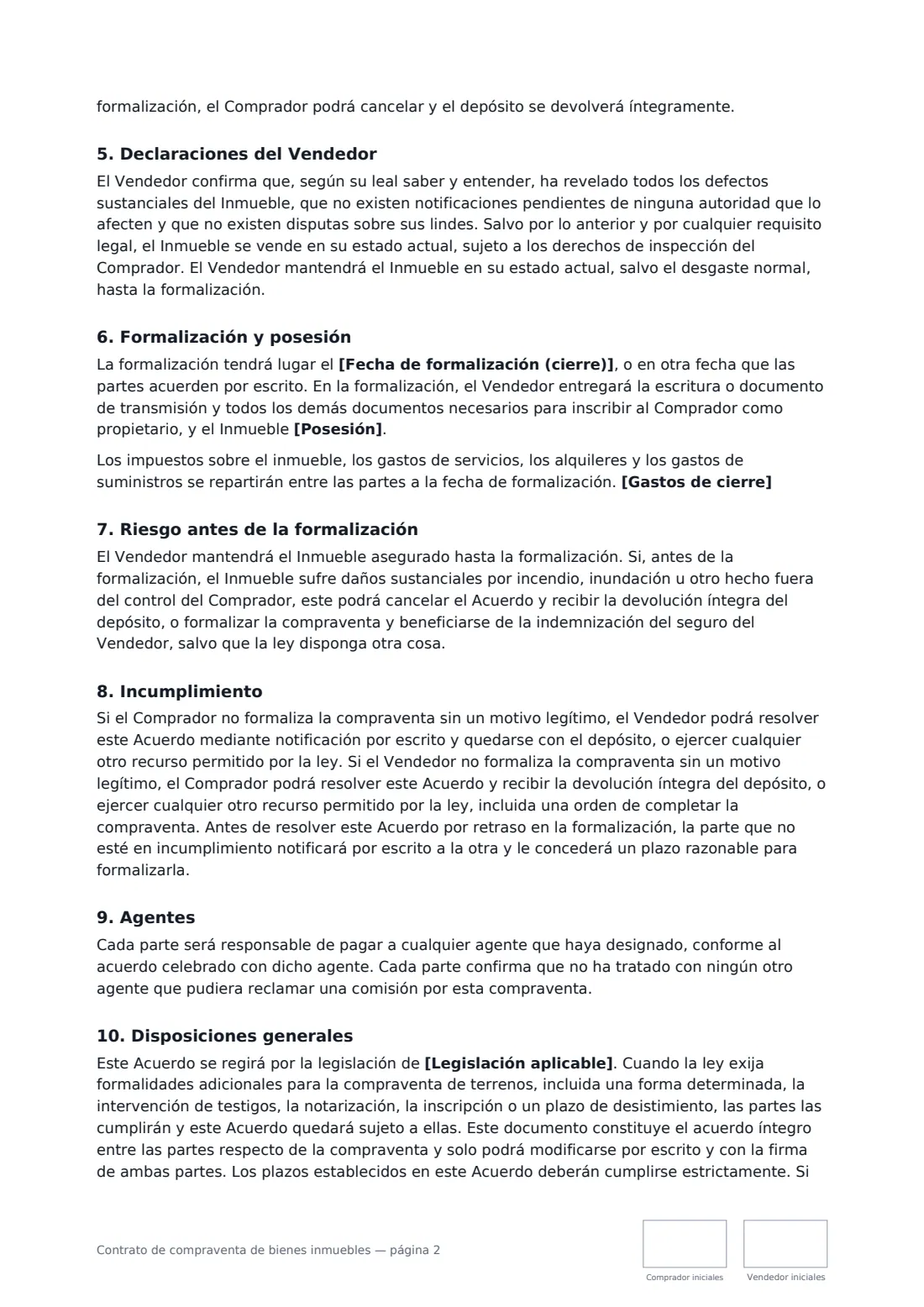 Contrato de compraventa de bienes inmuebles: página 2 de 3